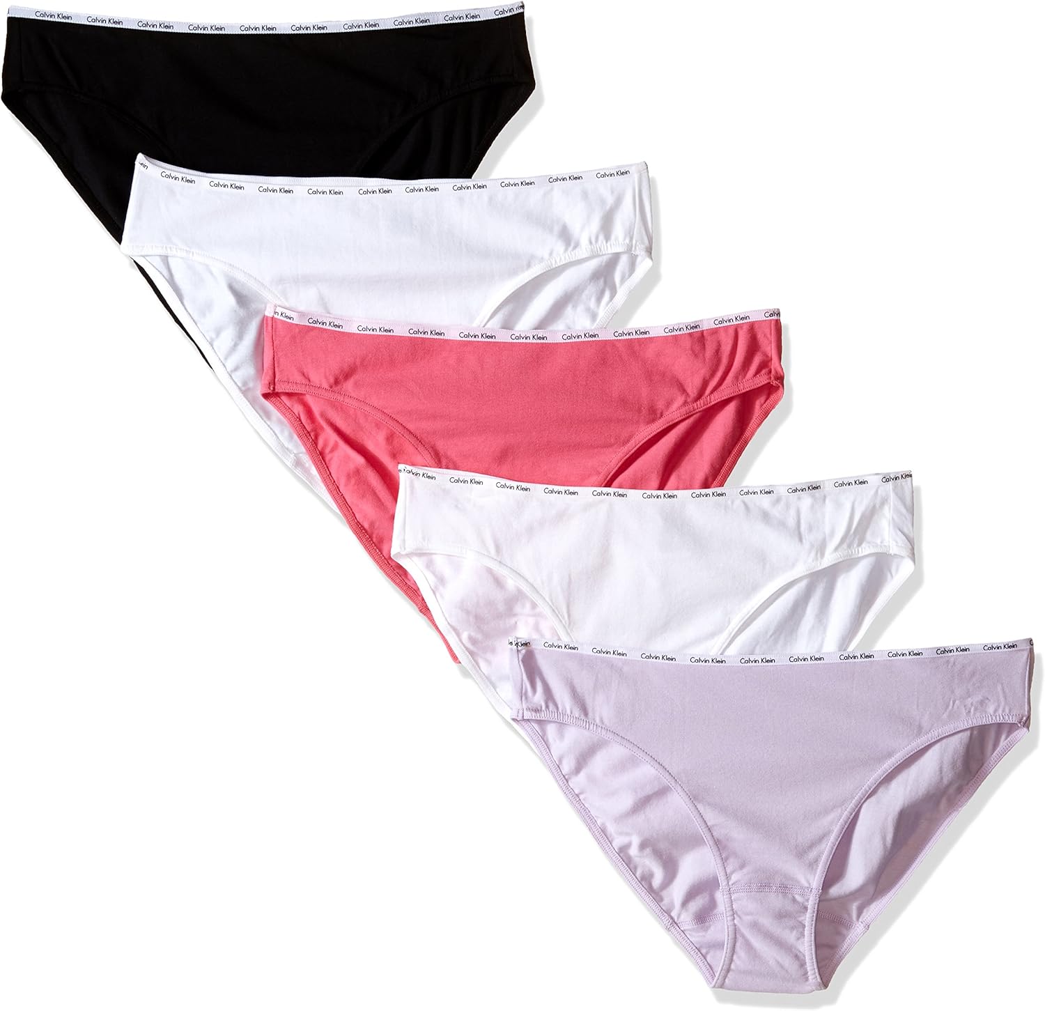 Calvin Klein Women's 5 Pack Cotton Stretch Logo Bikini, White/Black