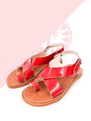 red leather sandals uk