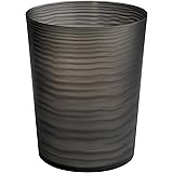 mDesign Decorative Round Small Trash Can Wastebasket, Garbage Container Bin for Bathrooms, Powder Rooms, Kitchens, Home Offices Shatter-Resistant Plastic - Translucent Black