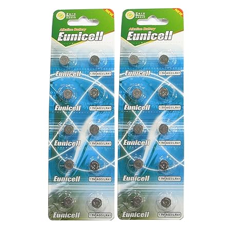 Eunicell 20 x AG4 Alkaline Knopfzellen - G4 LR66 LR66SW LR626 LR626SW SR626W 376 377