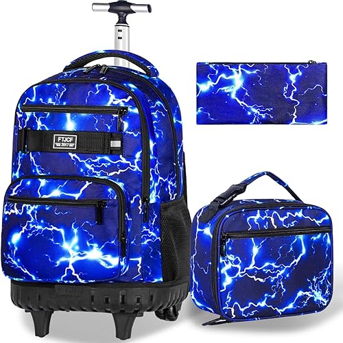 gxtvo Rolling Backpack for Men, Wheeled Bookbag with Lunch Box for