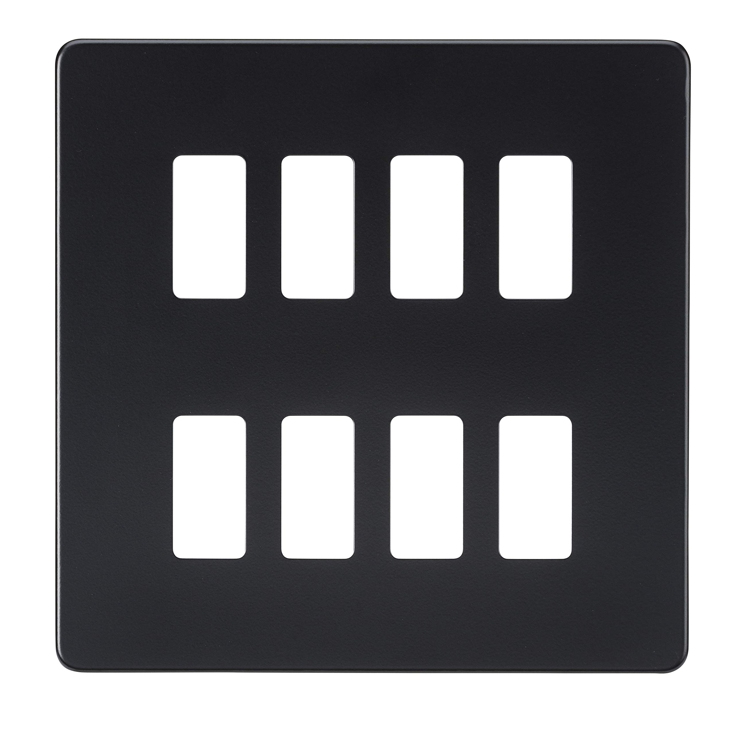 Screwless 8G grid faceplate - matt black