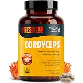 FreshCap Cordyceps Mushroom Capsules, USDA Organic,120 Capsules | 10:1 Fruiting Body Extract with 32% Beta-Glucans - 3rd-Party Tested - Supports Natural Energry and Promotes Endurance