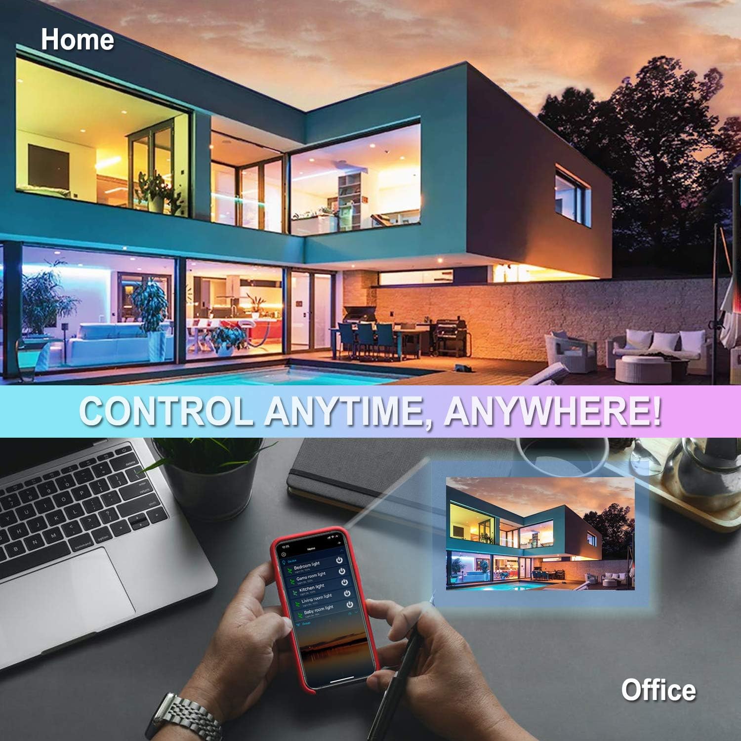 Alexa LED Strip Lights with Remote 15m, HAYAYO Smart WiFi APP