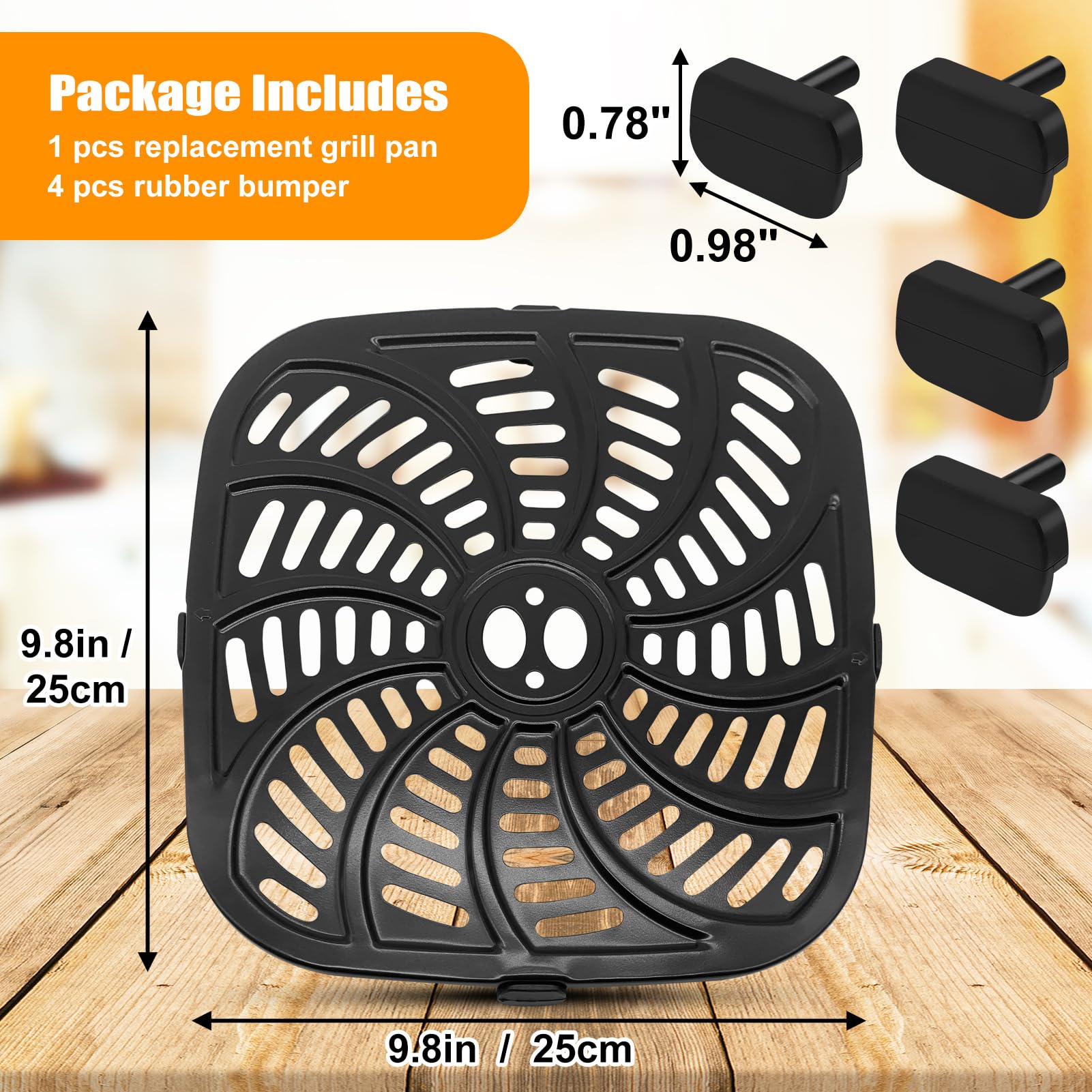Air Fryer Grill Pan for Gourmia GAF838 GAF856 GAF826 AirFryer, Nonstick 9.8''*9.8'' Square AirFryer Replacement Parts Accessories Rack Tray Grill Plate Crisper Plate for Gourmia 8QT Air Fryer