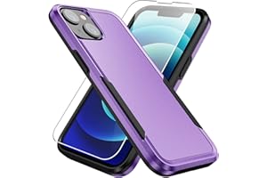 Warsia for iPhone 14 Case,iPhone 13 Case, with Screen Protector, [Military Grade Drop Tested] Heavy-Duty Tough Rugged Shockproof Protective Case for iPhone 14/13, Purple