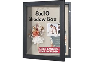 Americanflat Front Opening 8x10 Shadow Box Frame with Shatter-Resistant Glass - Silhouette Collection - Shadow Box Display Case for Tabletop and Wall Display - Black
