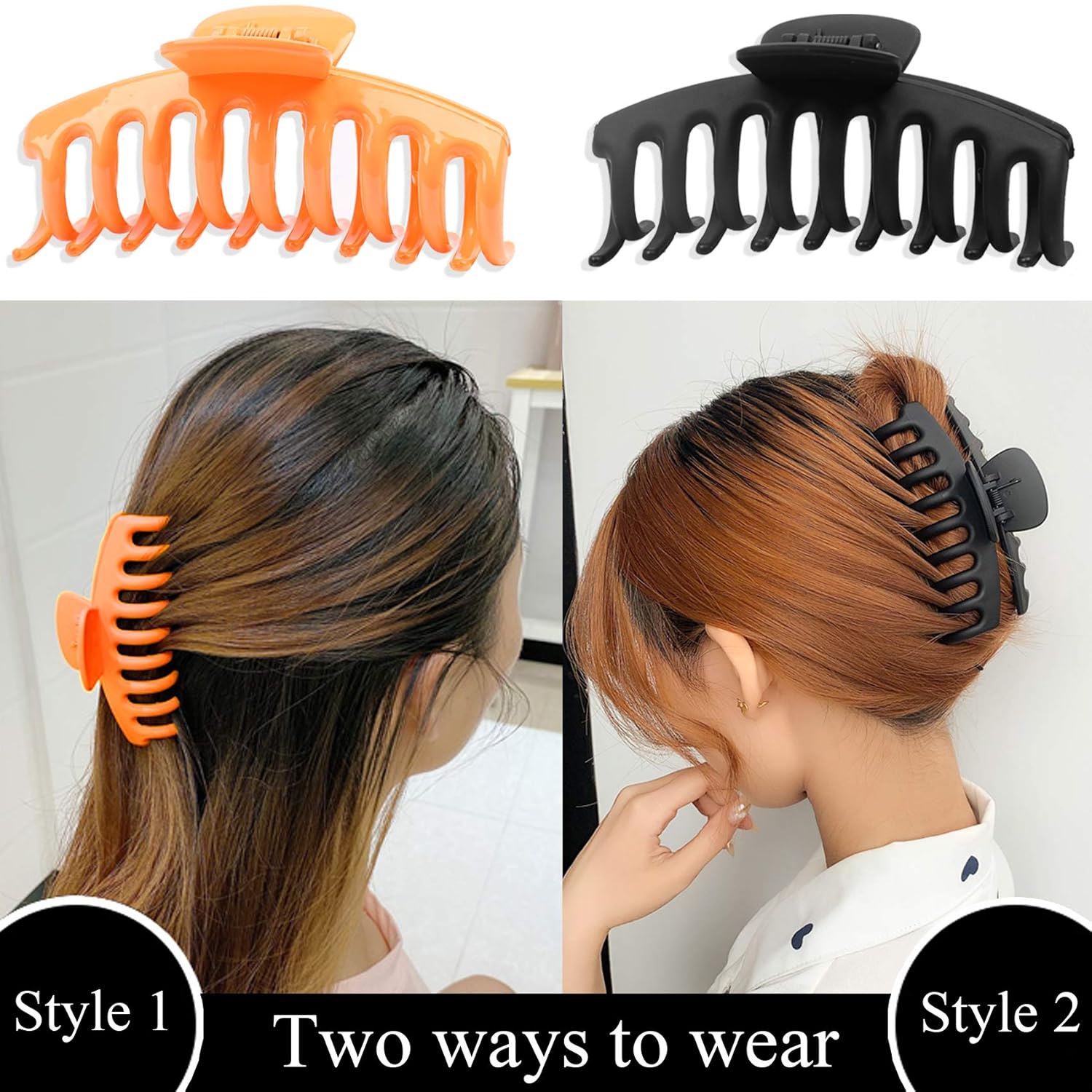 12 Pieces Big Hair Claw Clips, Messen Large Jaw Clips Non Slip Hair Clip Clamps Strong Hold Hair Catch Styling Accessories Ponytail Holder for Women Girls Christmas, 12 Colors : Beauty