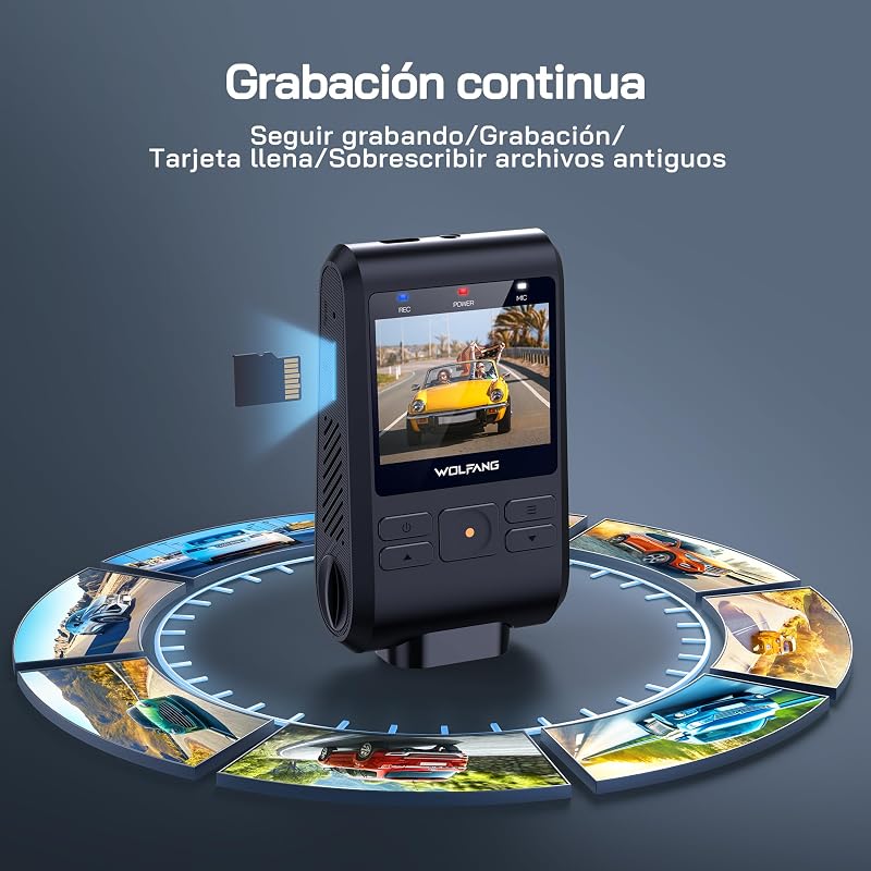 Câmara de carro 2.5K FHD, Arjeta 32GB SD incluía dashcam de 170º com lente dupla, monitor de estacionamento grande angular 24H, gravação em loop e sensor G