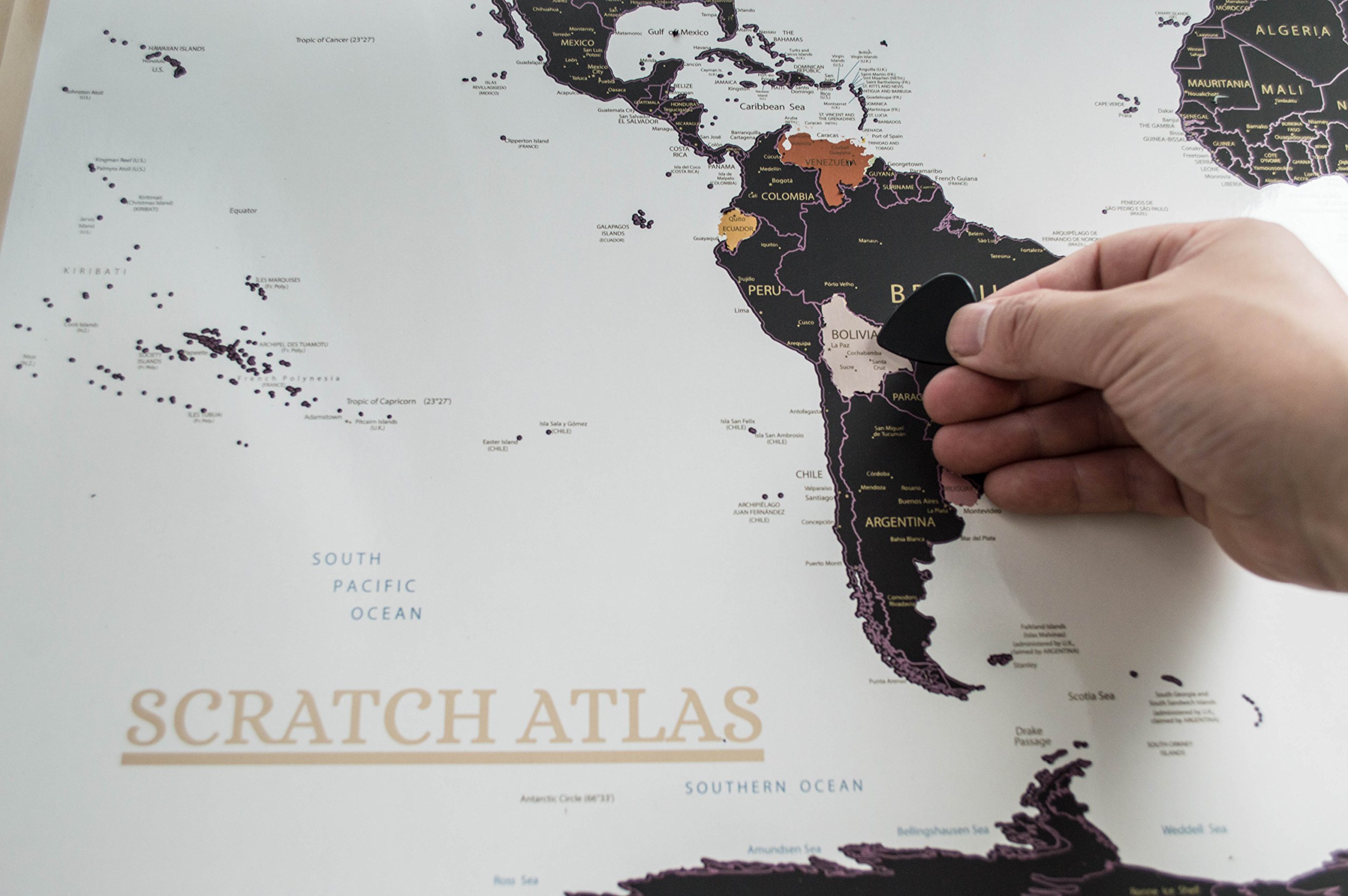 Scratch Off World Map Complete Set with US States and Country Flags, Best Travel Poster gift, Perfect Travelers Wall Decal, Professionally Designed Detailed Cartography (33.15 x 22.84inches A1 Frame)