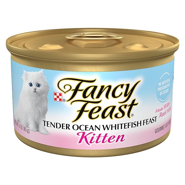 PURINA FANCY FEAST TENDER OCEAN WHITEFISH FEAST WET KITTEN FOOD – (PACK OF 24) 3 OZ. CANS