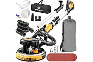 Electric Drywall Vacuum Sander, Powerful Dry Wall Sander with Auto Dust Collector, 7 Variable Speed 900-1800RPM, Extendable H