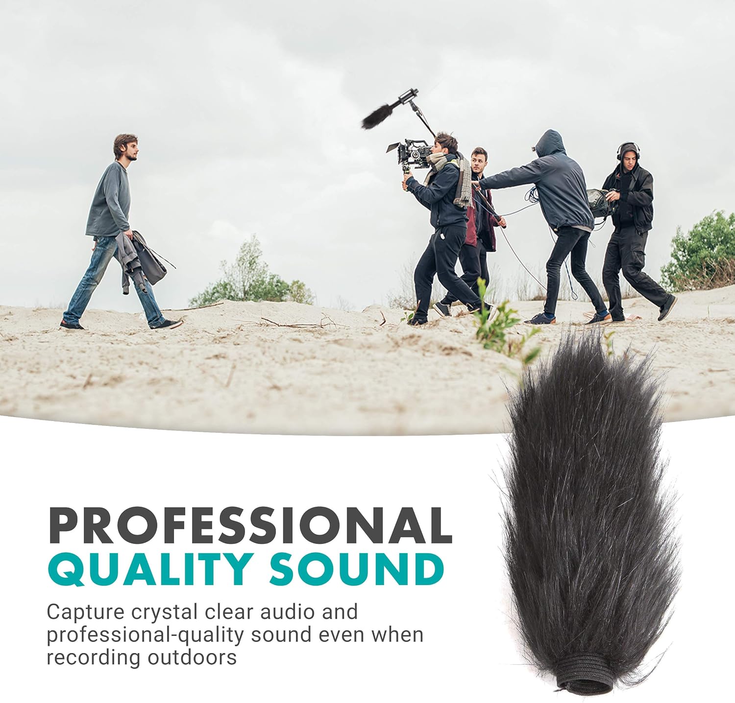 Movo WS4 Furry Outdoor Microphone Windscreen Muff for Long Shotgun Microphones up to 13cm X 25mm (L x D) - Image 4