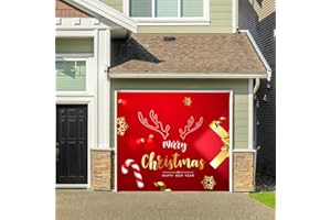 SYJINGLINK 7 x 8 Ft Christmas Garage Door Banner Decorations,Christmas Double Garage Door Cover,Large Christmas Backdrop Decoration for Outdoor Indoor Home Holiday Party (7 * 8ft-Banner-Style 5)