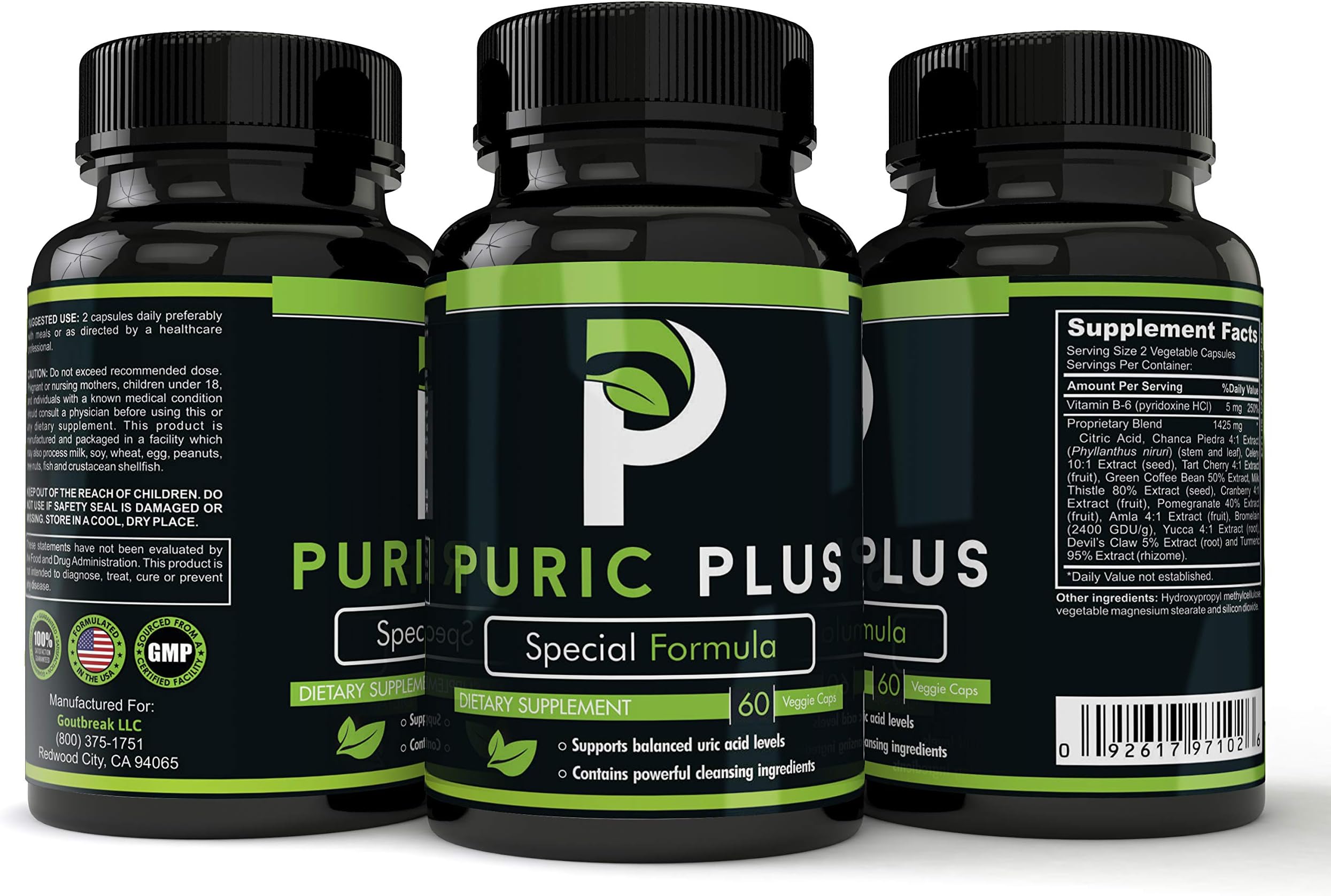 Puric Plus - Uric Acid Support for Kidney and Liver Health, Premium Ingredients Include Tart Cherry, Turmeric Root, Green Coffee Extract, Cranberry, Milk Thistle, Amla