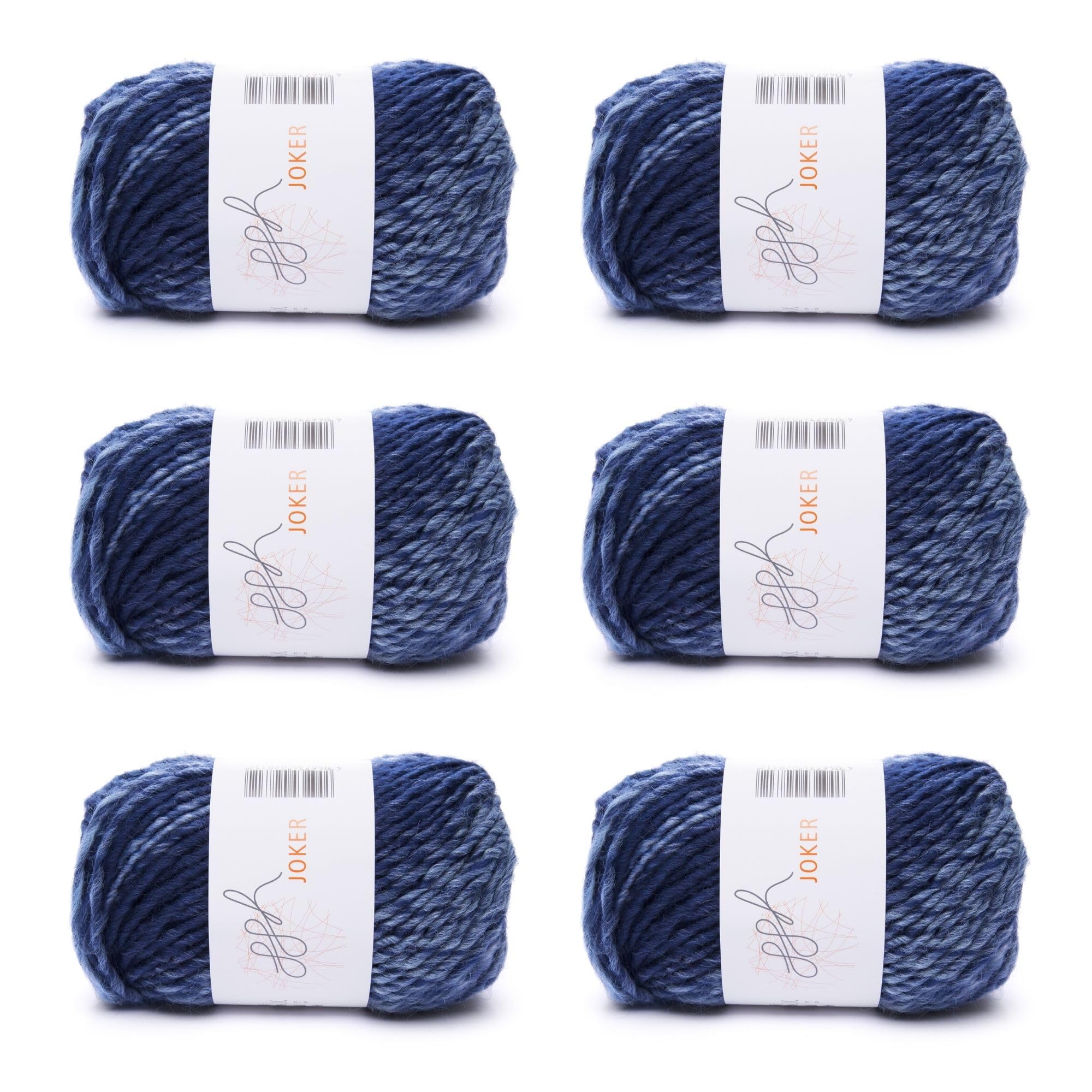 ggh Joker Yarn Box | 6 Balls with 50g Each (Total 300g) | Wool with Color Gradient | Colour 022 - Marine-Jeans-Blue Mixed