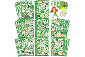 VOLMOP 432PCS St. Patricks Day Stickers for Kids,Shamrock Stickers for Kids,Irish Day Themed Party Holiday Stickers,St Patricks Day Gifts,St Patricks Day Party Favors Accessories Decorations