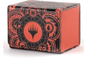 MTGPRO Deck Box for MTG Cards, Trading Commander Deck Case Holds 120+ Sleeved Cards, PU Leather Magnetic Collectible Card Storage Box Fits for TCG Magic Card (Orange)
