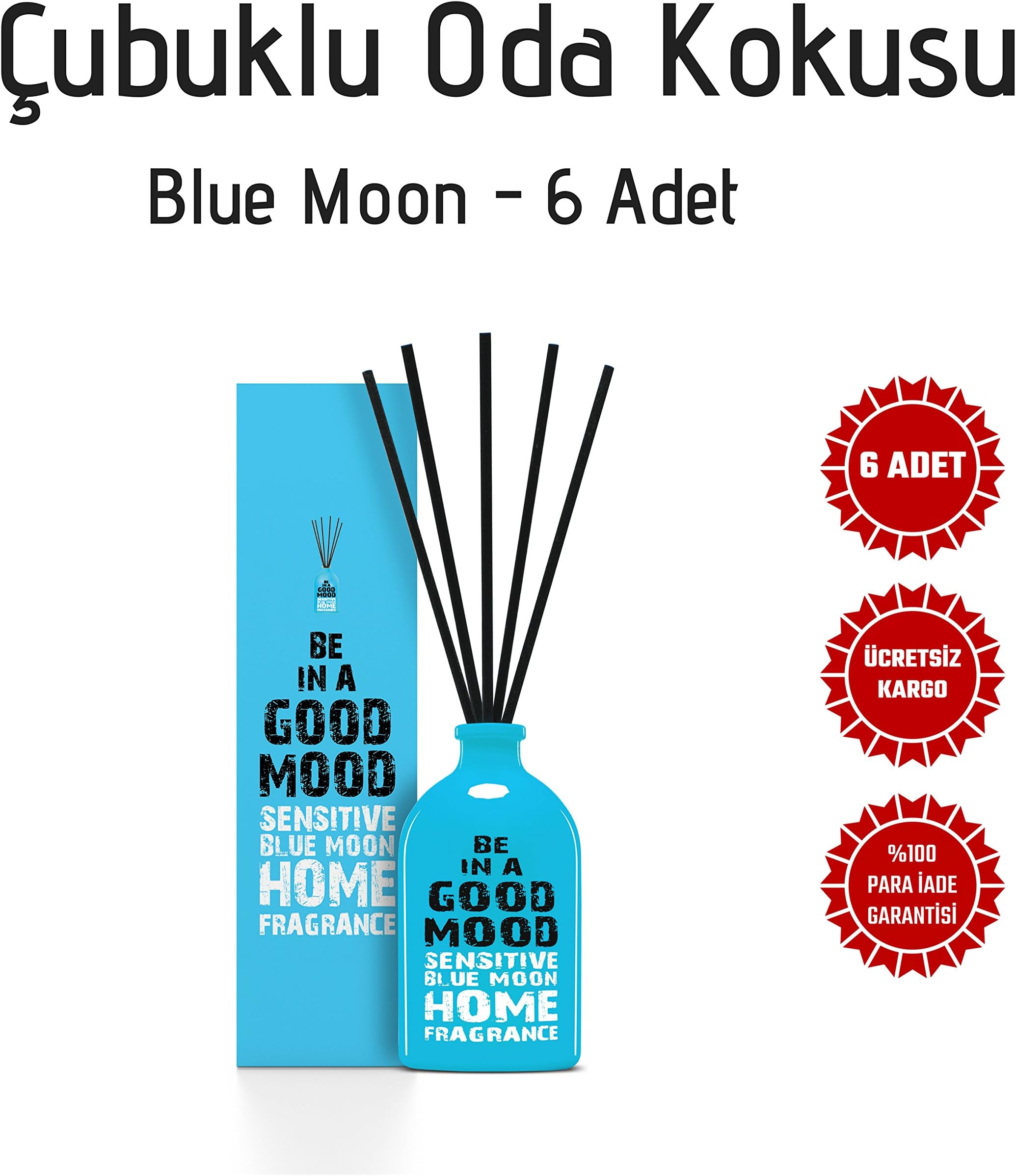 Be in a Good Mood Aromatherapy Diffuser Sticks | Reed Diffuser Set | Aromatic Home Fragrance Set | Essential Oil Diffuser Sticks, Made of Natural Scented Oils Blend - 6 Pack (Blue Moon)