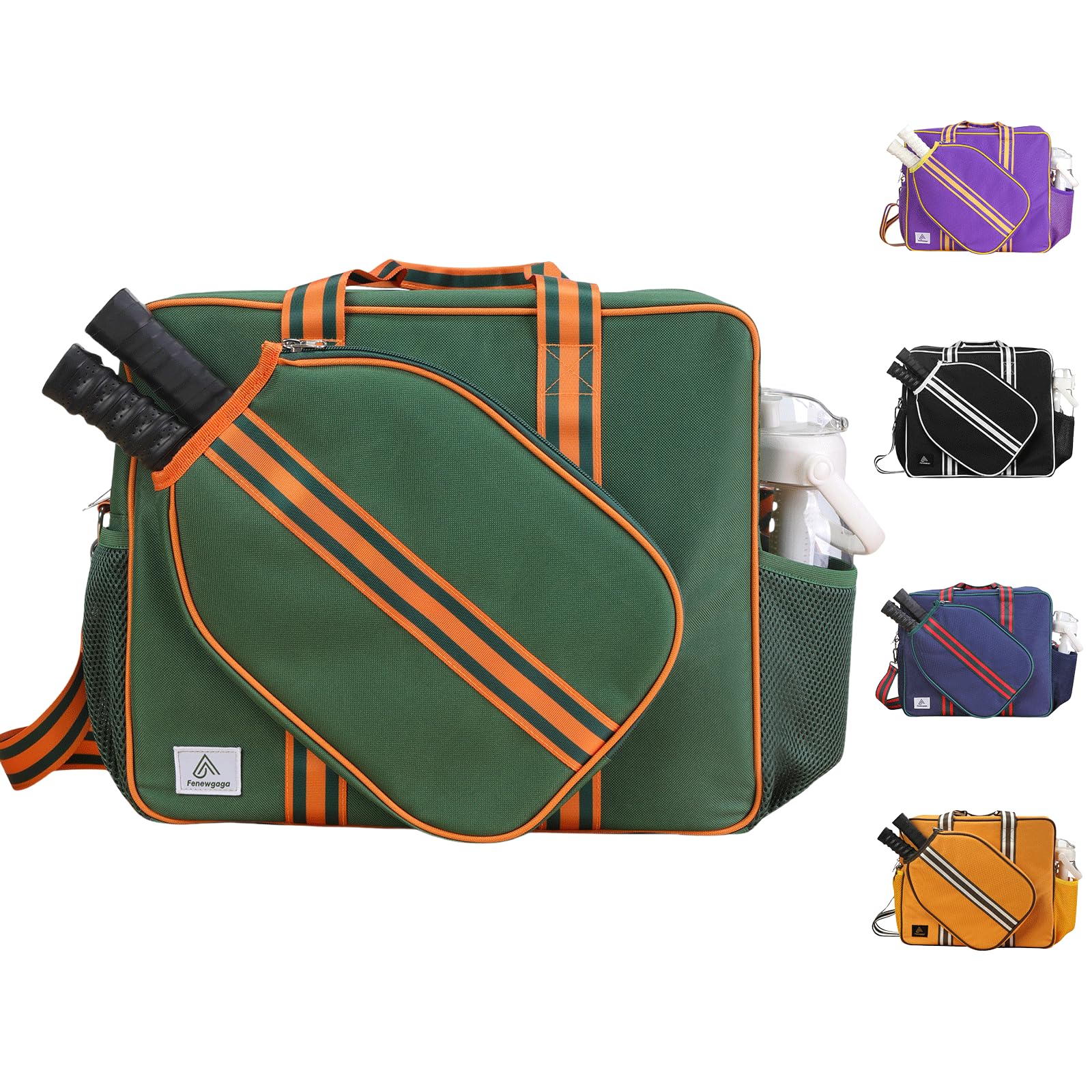 Photo 1 of Cute Jungle Green Pickleball Tote With Insulated Drink Cooler & Shoe Bag - Fence Hooks