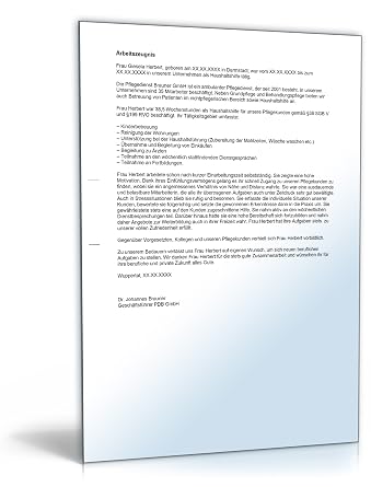 Arbeitszeugnis Haushaltshilfe Note Zwei Word Dokument Amazon De