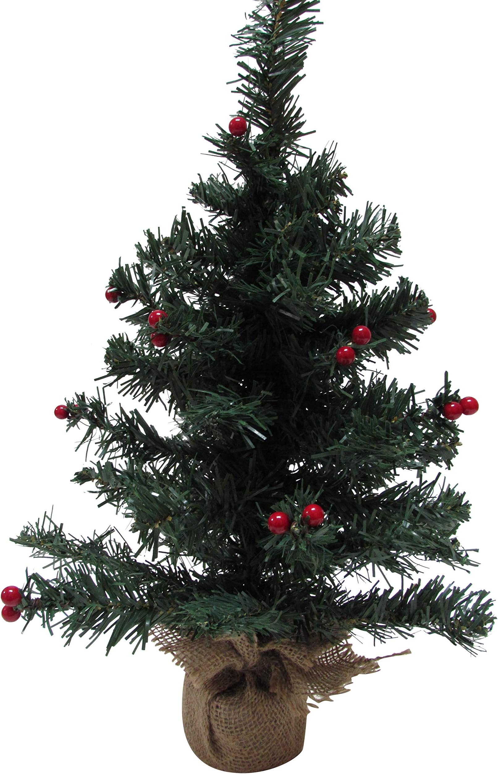 dobar Holiday Pride Small Christmas Tree - 18" Tabletop Christmas Tree with Berries & Burlap Base