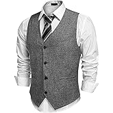 COOFANDY Men's Casual Business Vests Lightweight Waistcoat Slim Fit Suit Vest