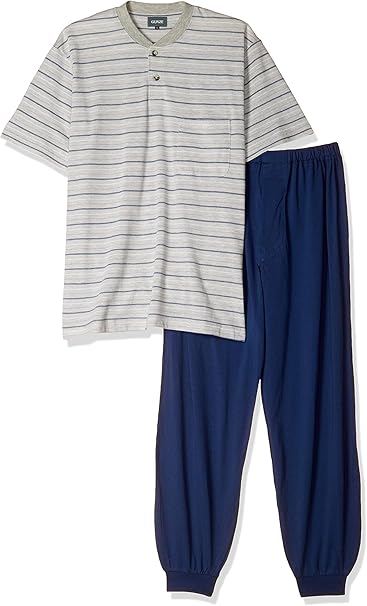 Amazon グンゼ パジャマ 半袖長パンツ 前あき カノコ天竺ボーダー メンズ パジャマ 通販