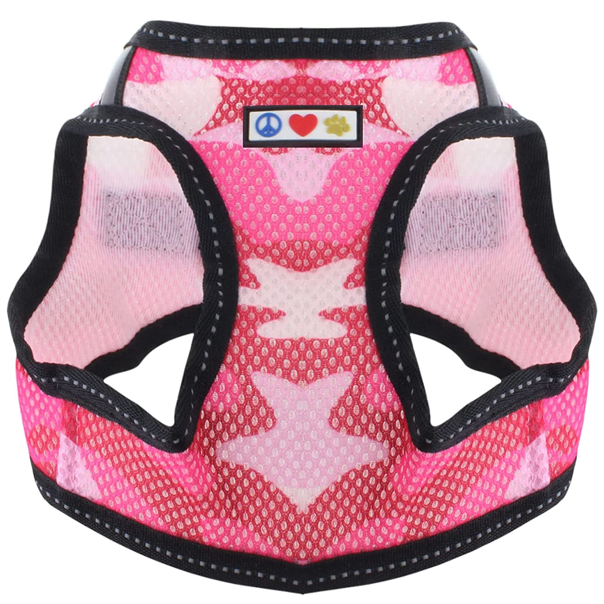 PAWTITAS Pet Reflective Mesh Dog Harness, Step in or Vest Harness, Comfort Training Walking of Your Puppy/Dog XL Extra Large Pink Camouflage Dog Harness