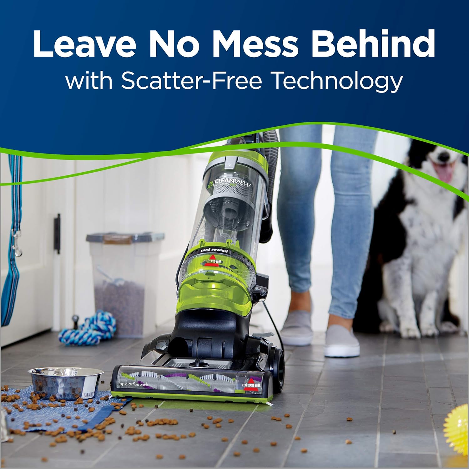 BISSELL Cleanview Rewind Pet Deluxe Upright Vacuum Cleaner, 24899, Green -