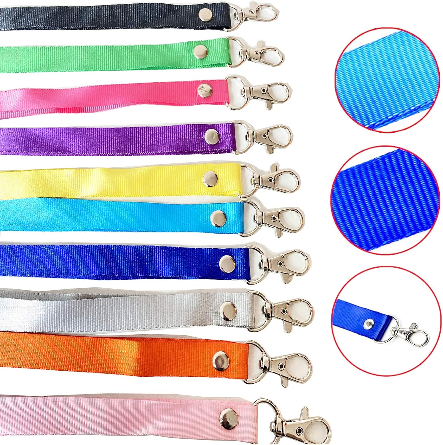 10 Colors Key Lanyard ID Lanyard Colorful Neck Strap Key Chain Holder with Swivel Metal Clip for