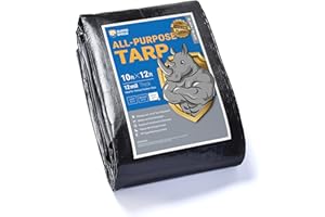 GUARD SHIELD Heavy Duty Tarp 10x12 Feet Black Tarp Large Outdoor Tarps Waterproof with Grommets Cover 12mil