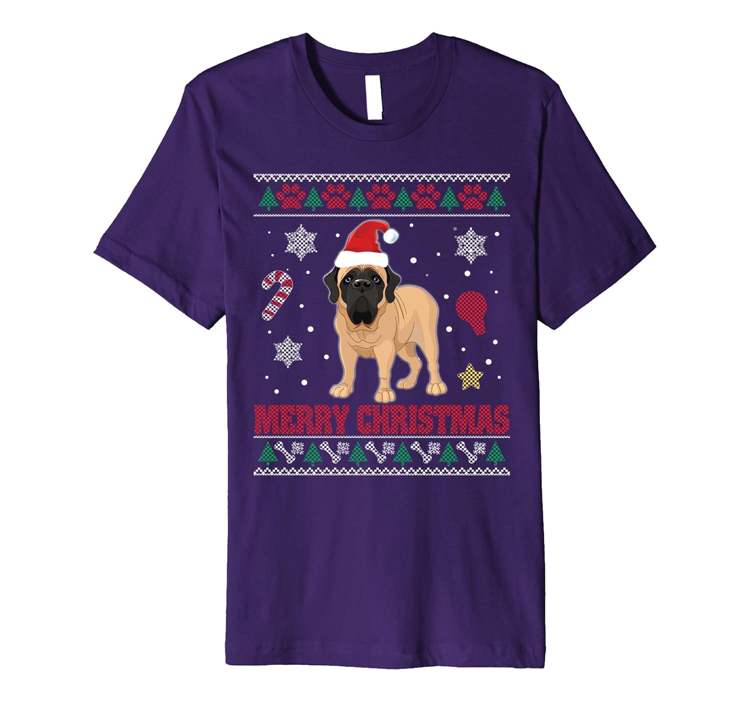 ENGLISH MASTIFF Dog Merry Christmas T-Shirt Ugly Sweater 2-ANZ