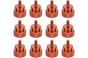 MECCANIXITY 12pcs M3x6mm Knurled Thumb Screw Computer Case Threaded Hand Tighten Screws Aluminum Alloy for PC Case, Champagne