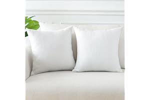 OTOSTAR Linen Throw Pillow Covers Set of 2 Decorative Square Pillowcases Cushion Covers 24x24 Inch for Home Decor Sofa Bedroom Car 60 x 60 CM Pure White