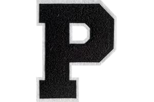 GROZON Varsity Letter Patches Black Chenille Letter Patches 4-1/2" Letterman Jacket Patches Iron on Letter Patches for Clothing (Black-P)