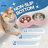 Fur & Bone Double Slow Feeder Raised Dog Bowl Pink Stainless Steel Dual Bowl view 6