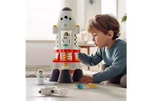 iPlay, iLearn Rocket Space Toys, Kids Spaceship Playset W/Space Shuttle, 2 Astronauts, Educational STEM Take Apart Outer Spac