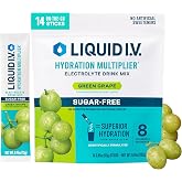 Liquid I.V. Sugar Free Hydration Electrolytes, Green Grape, 14 Count | Scientifically Formulated | Clinically Proven Hydration | Zero Sugar | No Artificial Sweeteners | Non-GMO | Powder Drink Mix