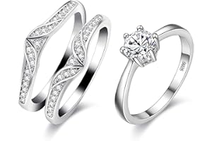 Uloveido Women Wedding Engagement Rings Enhancer Set White Gold Plated Promise Anniversary 2 Rings Set for Women Girls Y475-J