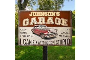 My Garage My Rules I Can Fix Anything Except Stupid Personalized Metal Sign, Merchanic Dad Gifts, Gift for Papa, Grandpa (2)