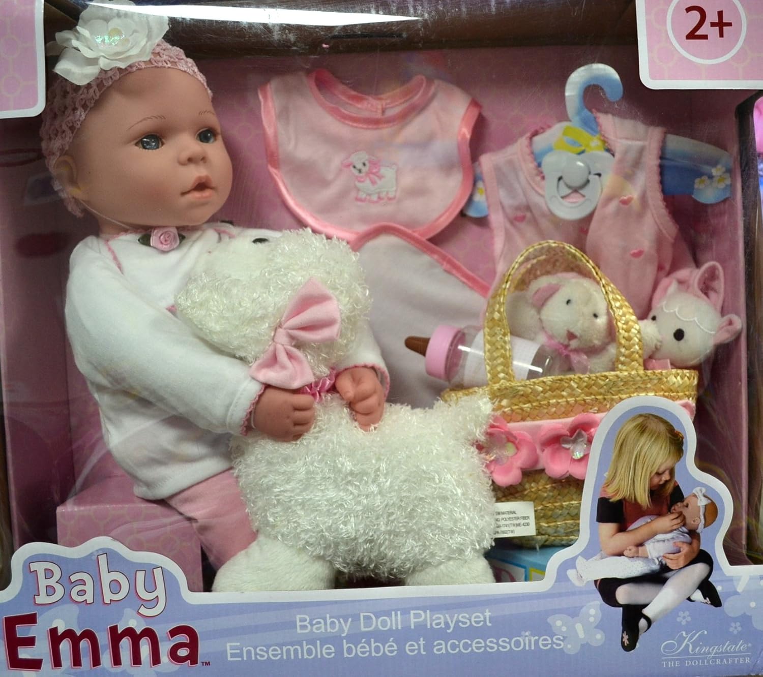 12 Piece Detailed Large Baby Emma Doll with Lamb and