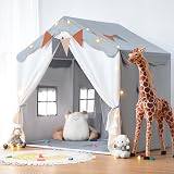 besrey 2-in-1 Kids Play House Tent Indoor with Lights Grey