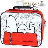 Peanuts Snoopy Lunchbox for Kids Bundle w/Insulated Lunch Bag + More | Soft Snoopy Lunch Box Plus Water Bottle, Tattoos, More - Peanuts School Supplies for Boys Girls Adults