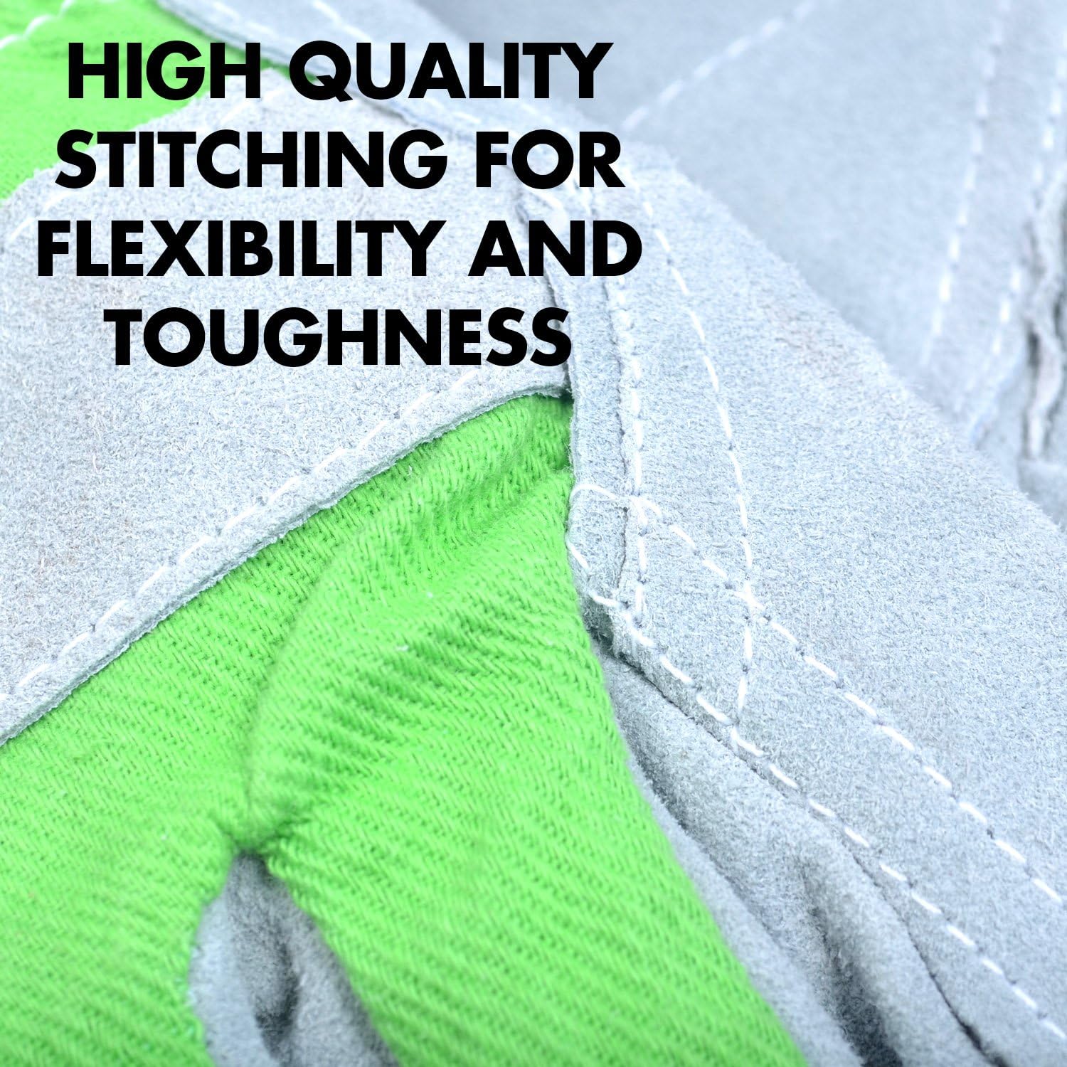 Leather Work Gloves - Split Leather Design - Heavy Duty Industrial Safety Gloves - Fits Both Men & Women - All-Season (Summer/Winter) - Perfect for Mechanics, Welding, Gardening, Driving, and More! - - 
