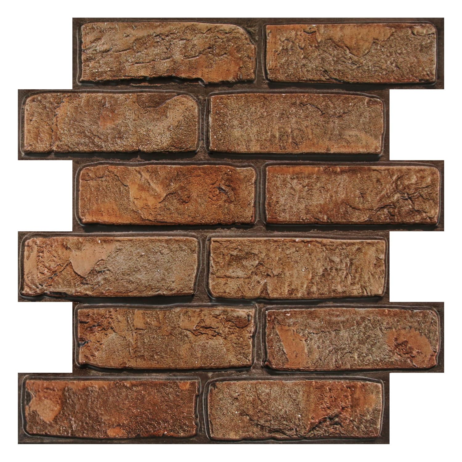 Photo 1 of ** SOME HAVE ADHESIVE DAMAGE** COMSTICKC 3D Reddish Brown Brick Wall Panels Peel and Stick Wall Covering,10 Pcs of 12"X12", Not Real Brick, Small Size Thin PVC Fake Brick Backsplash for DIY Wall Upgrades Indoor