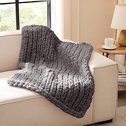 L'AGRATY Chunky Knit Blanket Throw - Soft Chunky