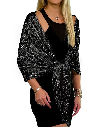 Shawls and Wraps for Evening Dresses, Metallic Sparkle Womens