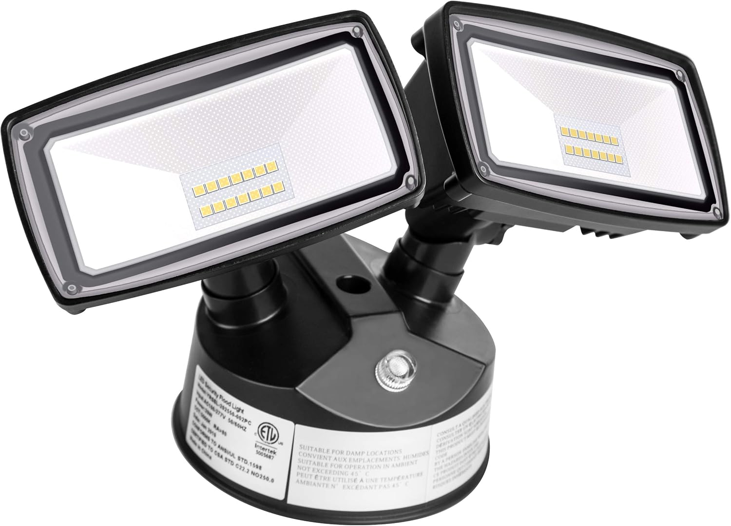 Amico Dusk to Dawn Light LED Outdoor Flood Lighting 20W LED Security Lights [180W Equivalent] 5000K IP65 Waterproof Dual Head - - 