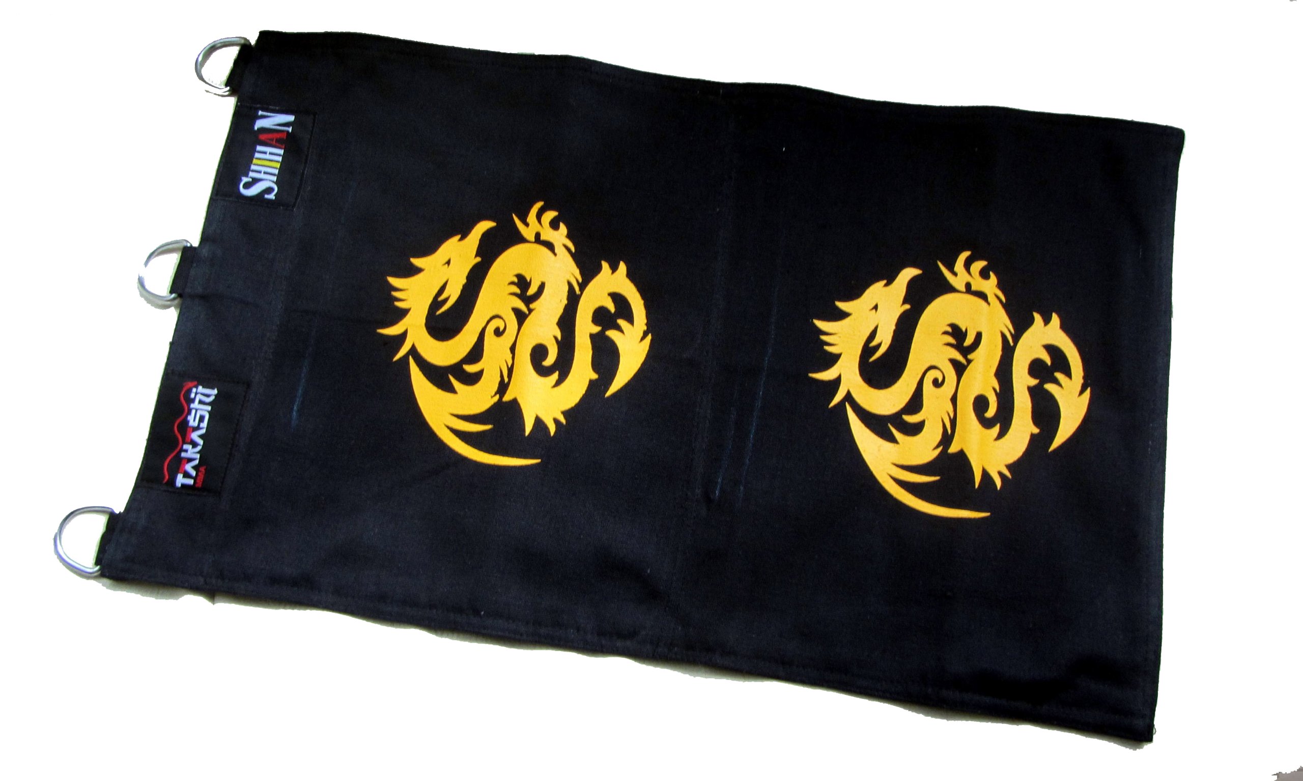 KUNG FU Canvas Wall Striking Bag 2 Sections - BLACK with GOLD DRAGON